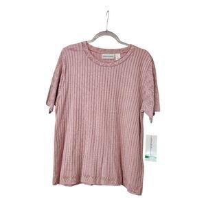 Alfred Dunner NWT Womens LG Pink Sweater Knit Short Sleeves USA